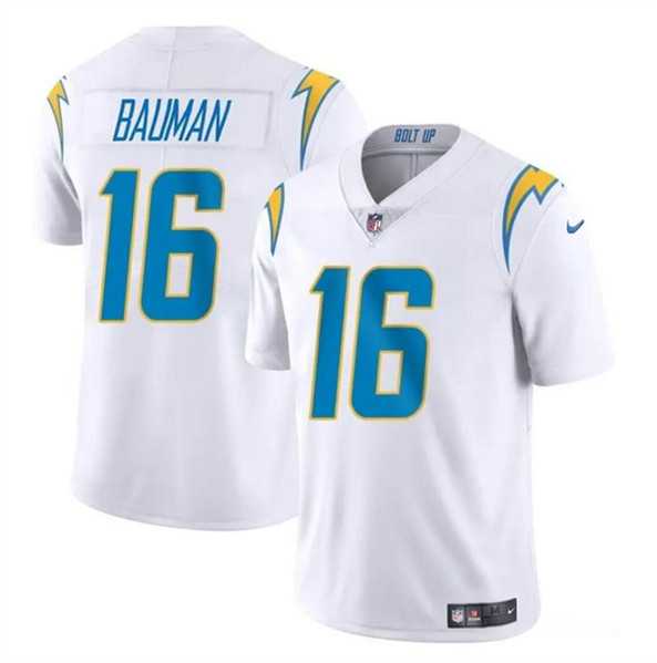 Men & Women & Youth Los Angeles Chargers #16 Casey Bauman White 2024 Vapor Limited Stitched Jersey->los angeles chargers->NFL Jersey